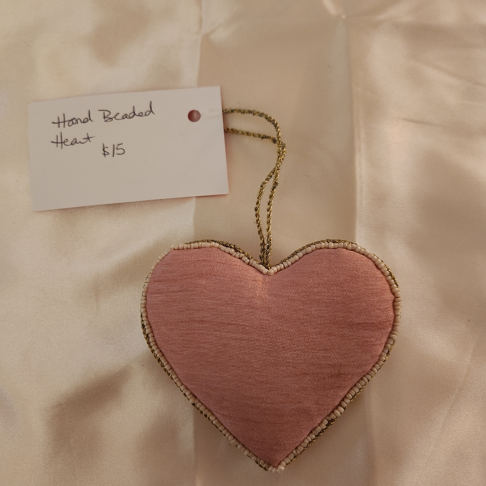 All Set by Gabrielle Pink Beaded Heart Ornament - Picture 6 of 6